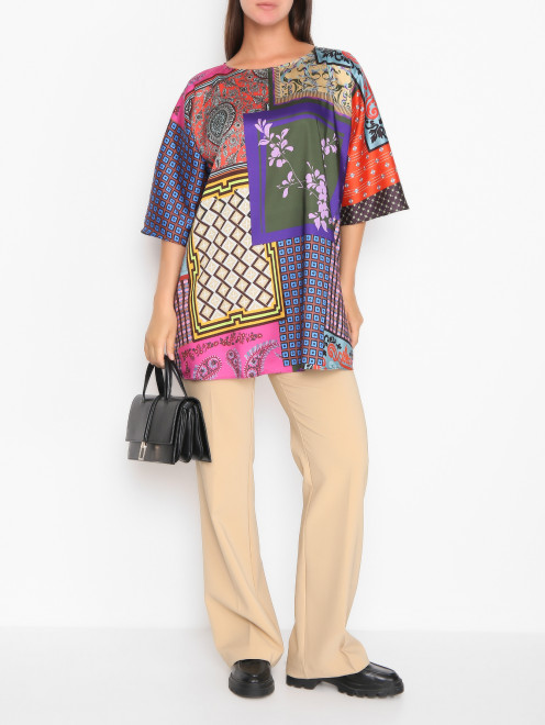Блуза с кортким рукавом с узором Marina Rinaldi - МодельОбщийВид