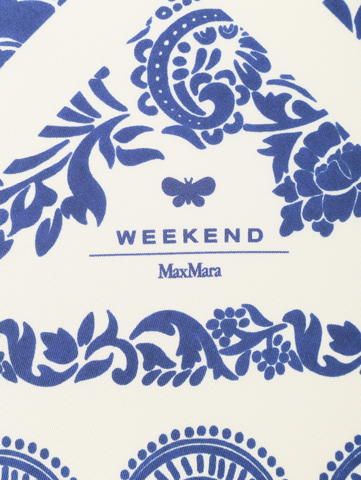 Платок из шелка с узором Weekend Max Mara  –  Деталь1  – Цвет:  Синий