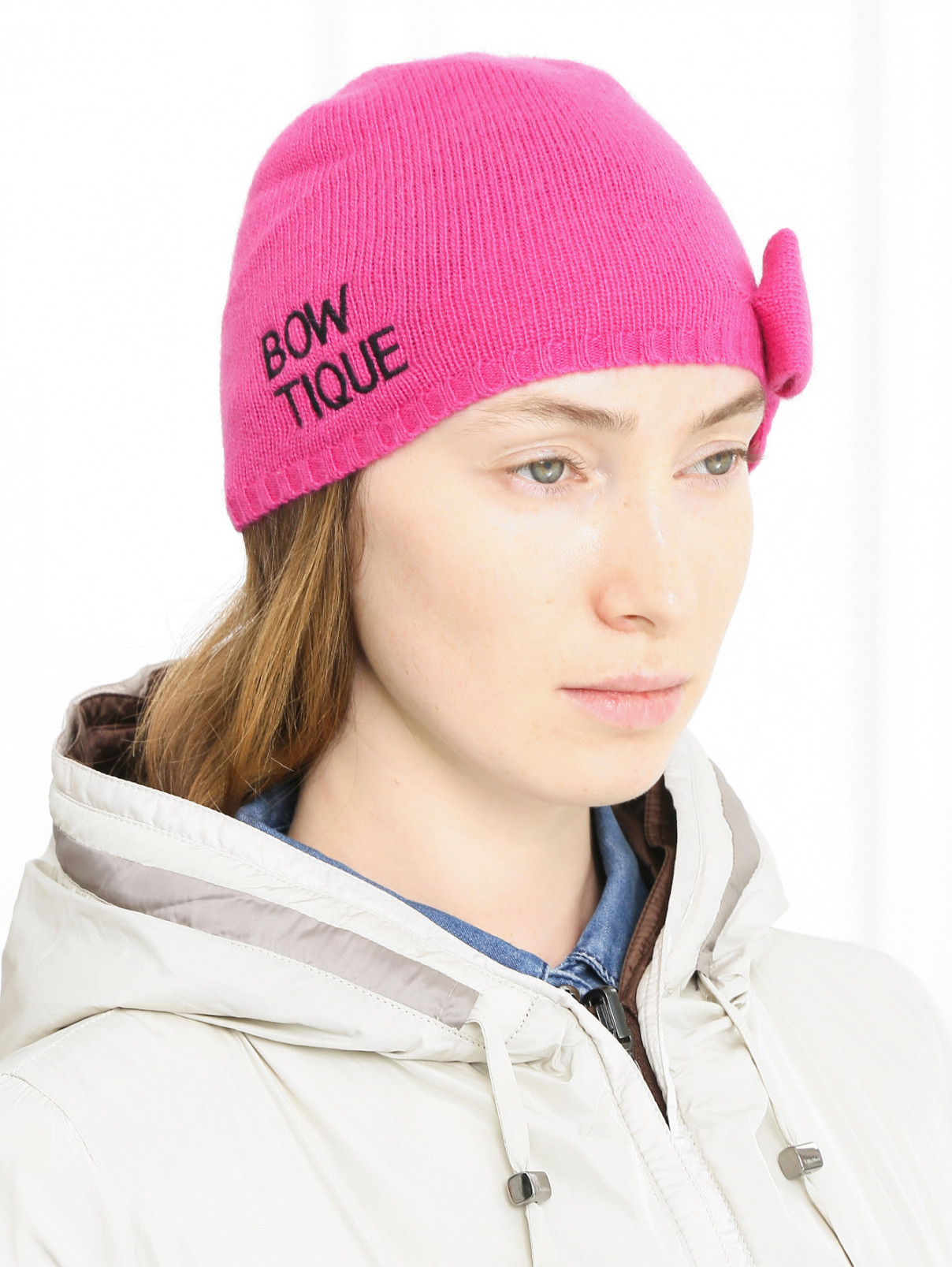 Шапка декорированная вышивкой Moschino Boutique  –  Модель Общий вид  – Цвет:  Розовый