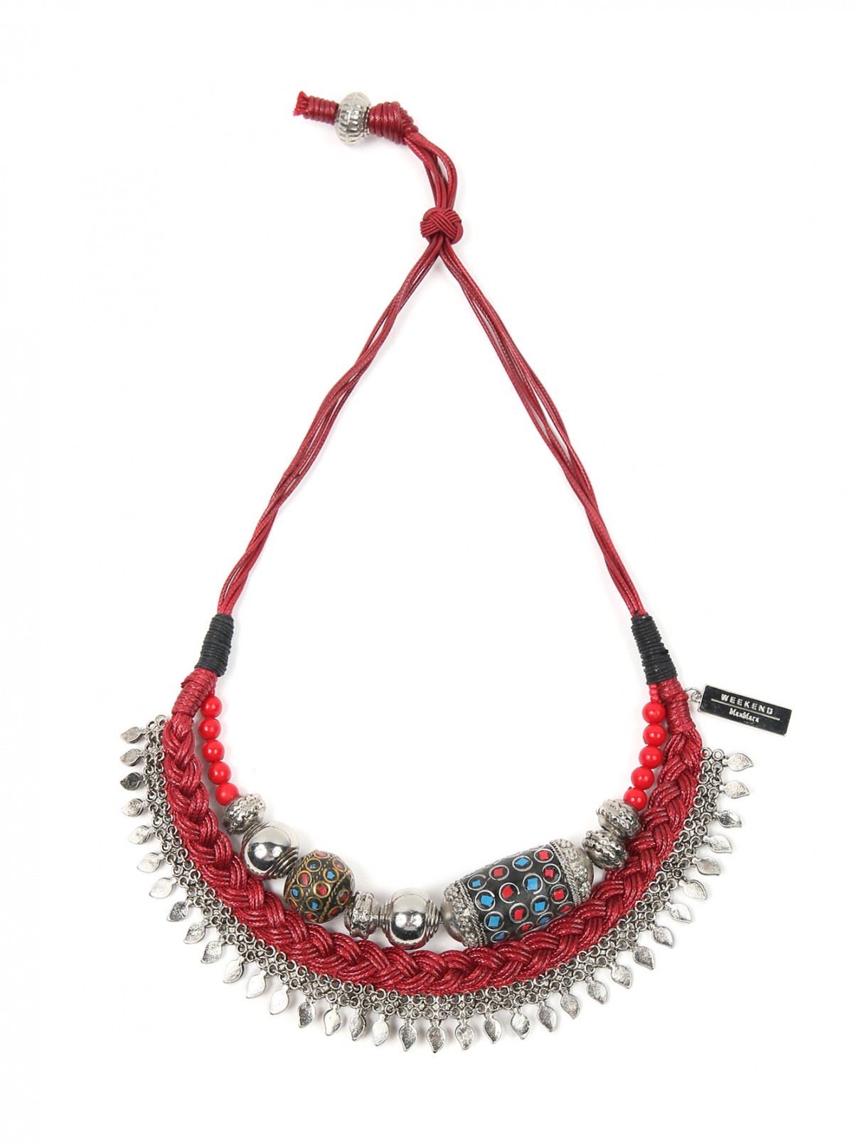 Ожерелье на шнурке с декором из металла Weekend Max Mara  –  Общий вид  – Цвет:  Красный