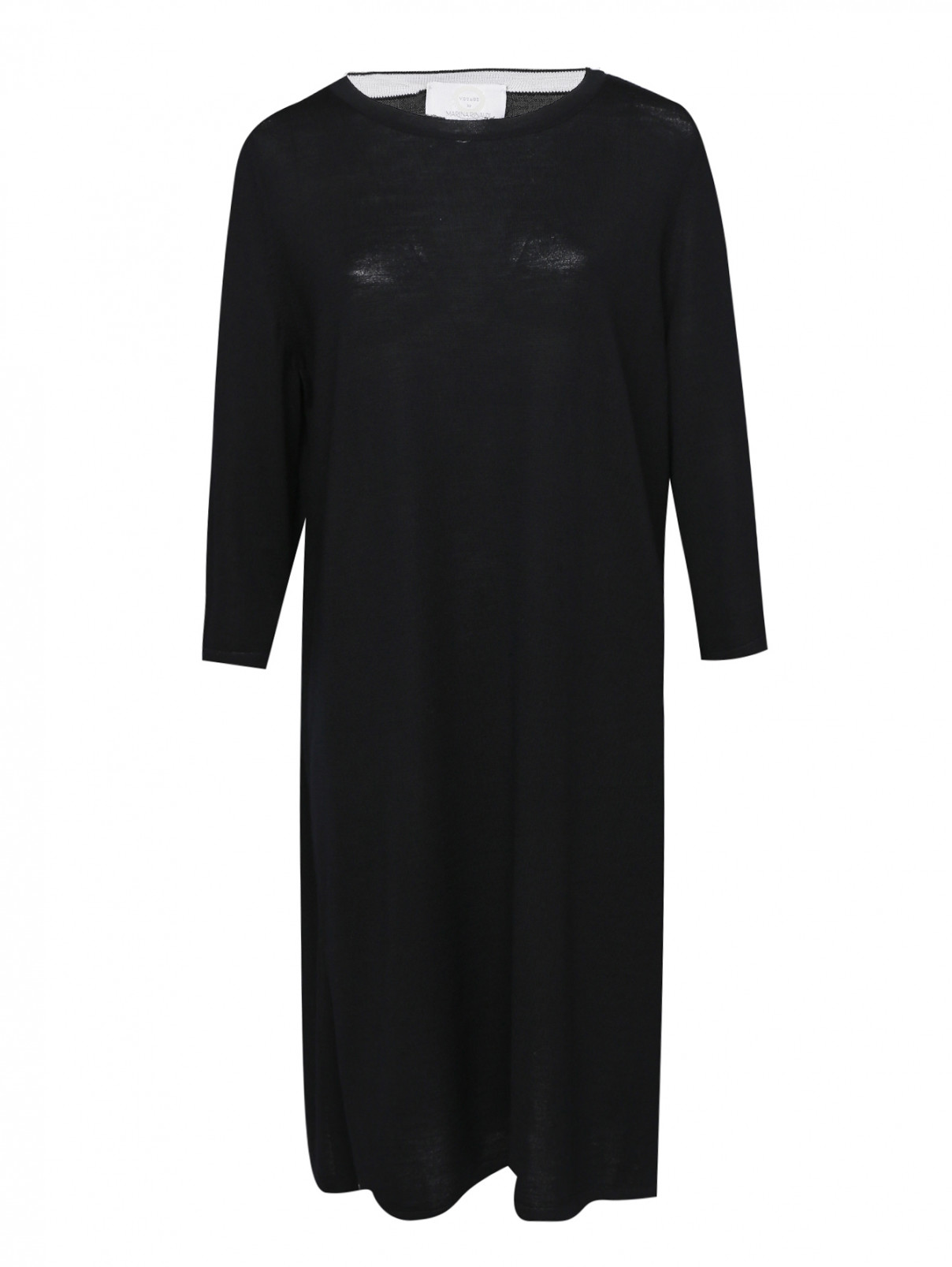 Платье из шерсти однотонное Marina Rinaldi  –  Общий вид  – Цвет:  Черный
