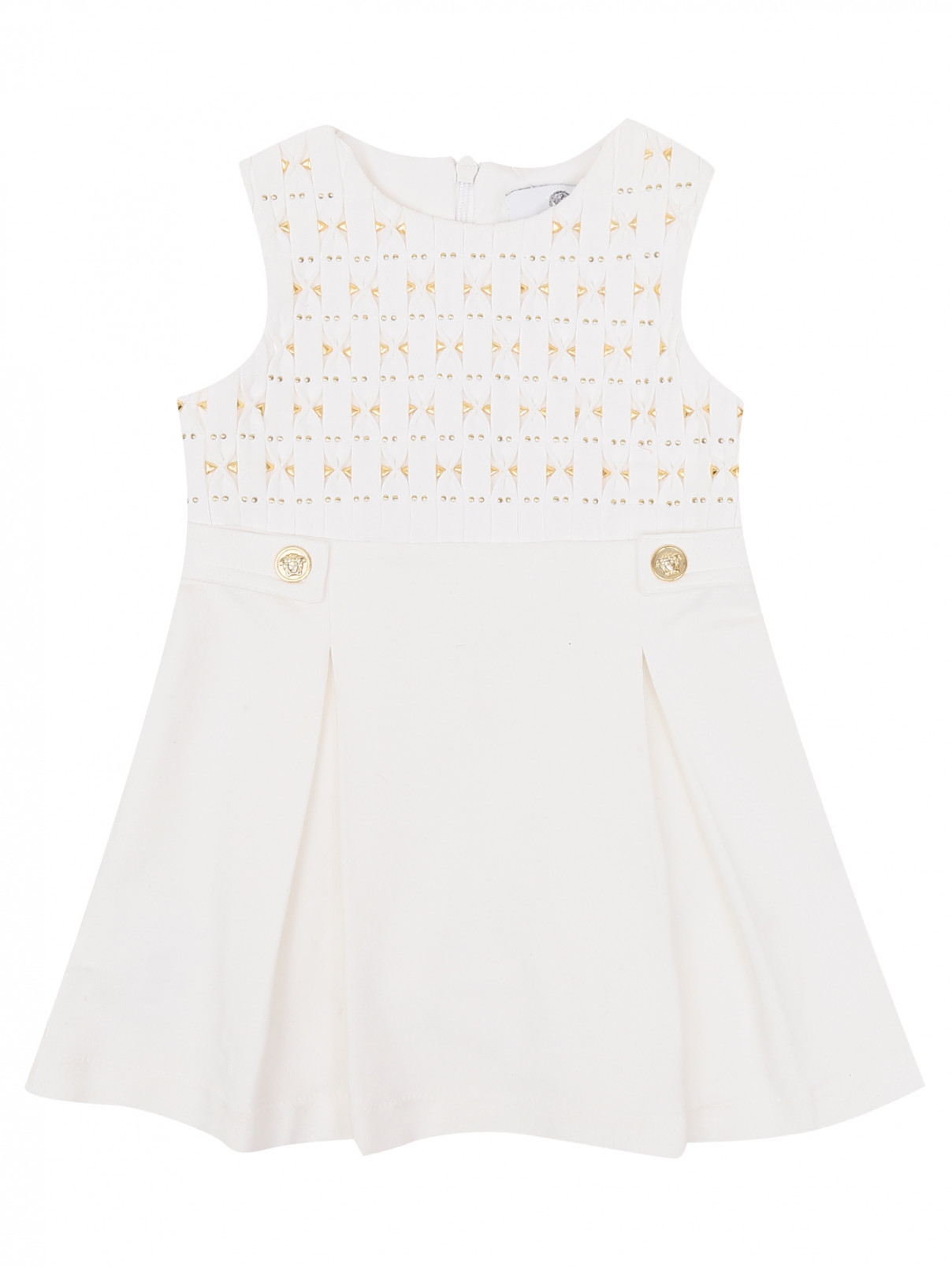 Платье с фактурным верхом Young Versace  –  Общий вид  – Цвет:  Белый