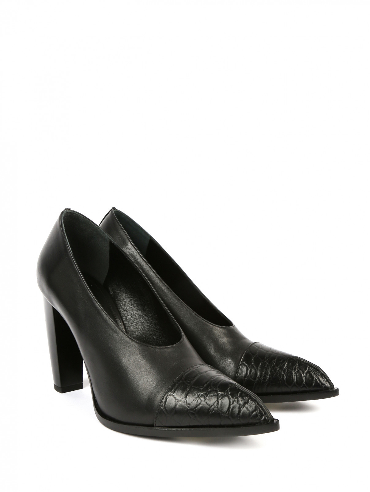Туфли из кожи на устойчивом каблуке Jil Sander  –  Общий вид  – Цвет:  Черный