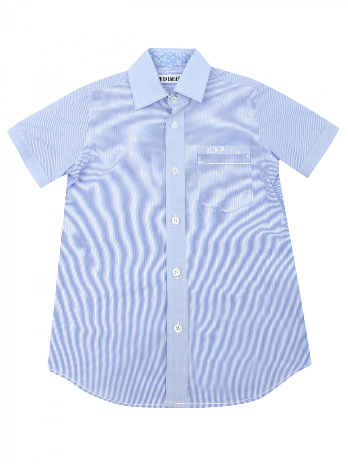 Рубашка из хлопка с узором "полоска" Dirk Bikkembergs  –  Общий вид  – Цвет:  Синий