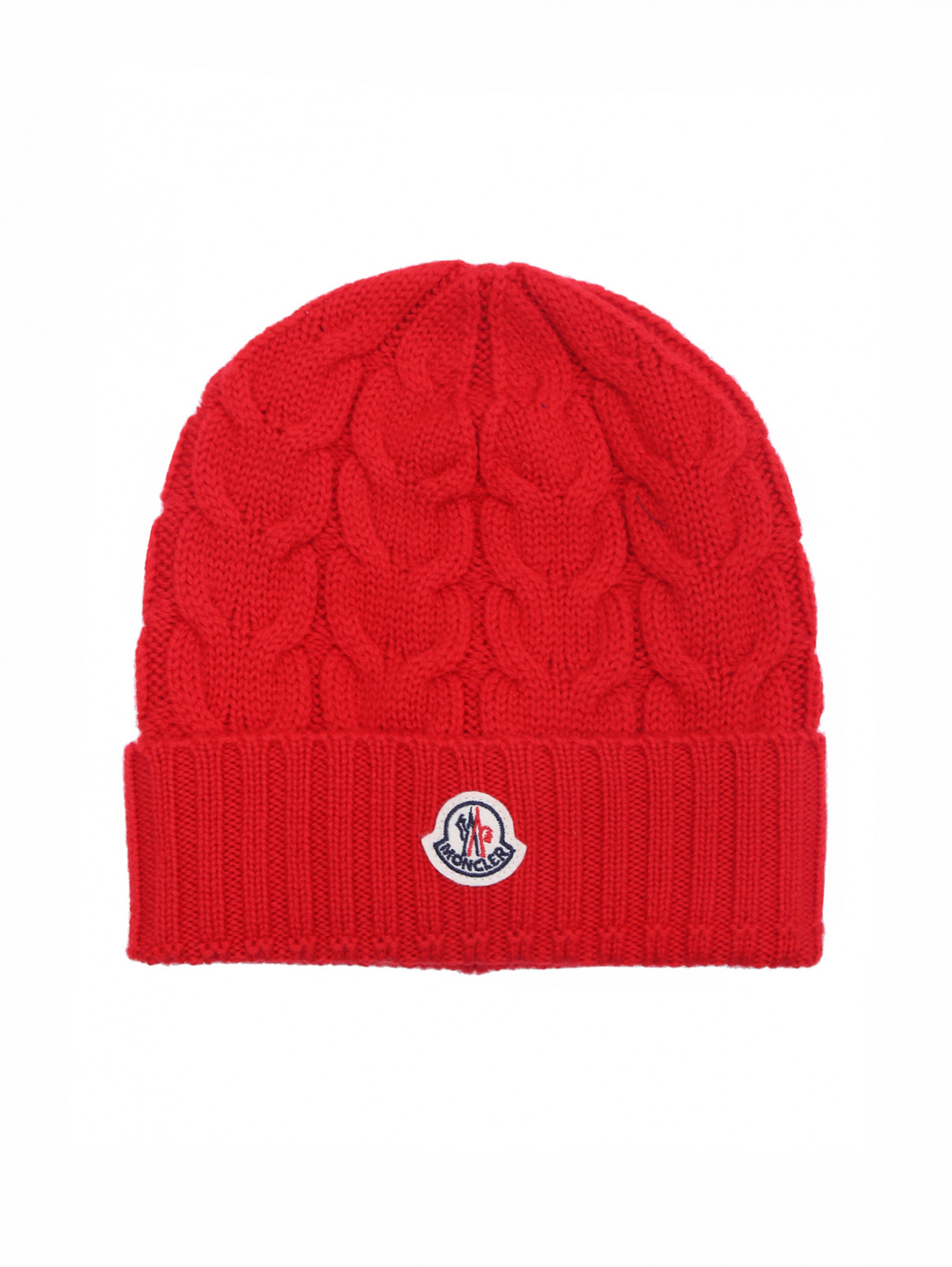 Однотонная шапка из шерсти Moncler  –  Общий вид  – Цвет:  Красный