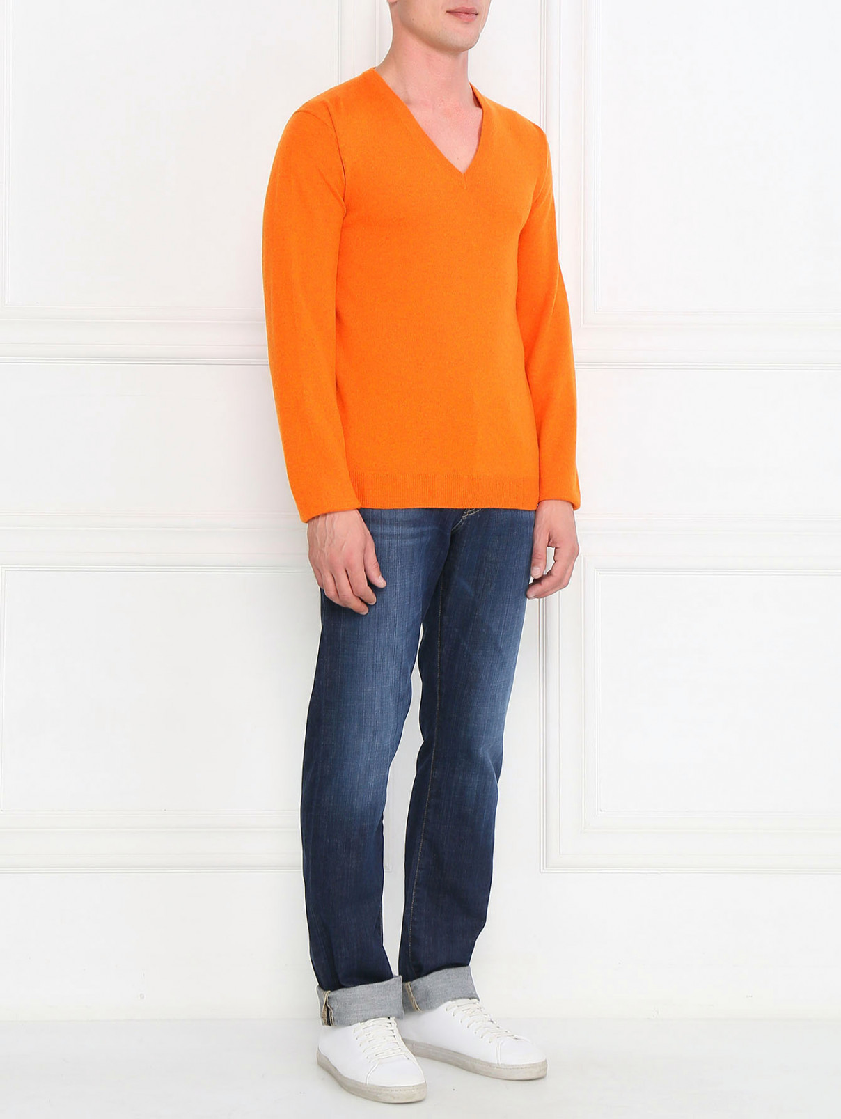 Пуловер из кашемира Ones  –  Модель Общий вид  – Цвет:  Оранжевый
