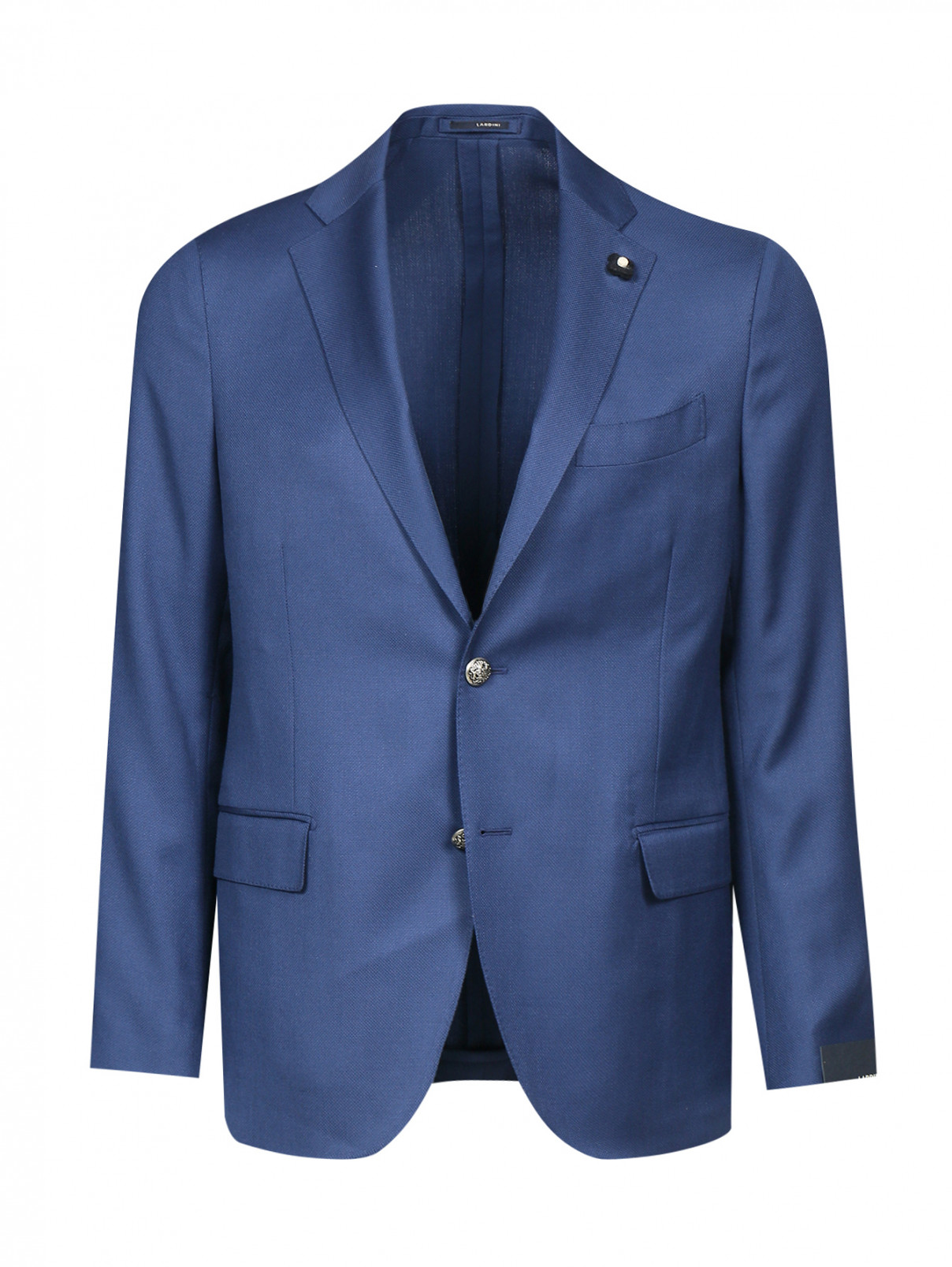 Пиджак однобортный из шерсти LARDINI  –  Общий вид  – Цвет:  Синий