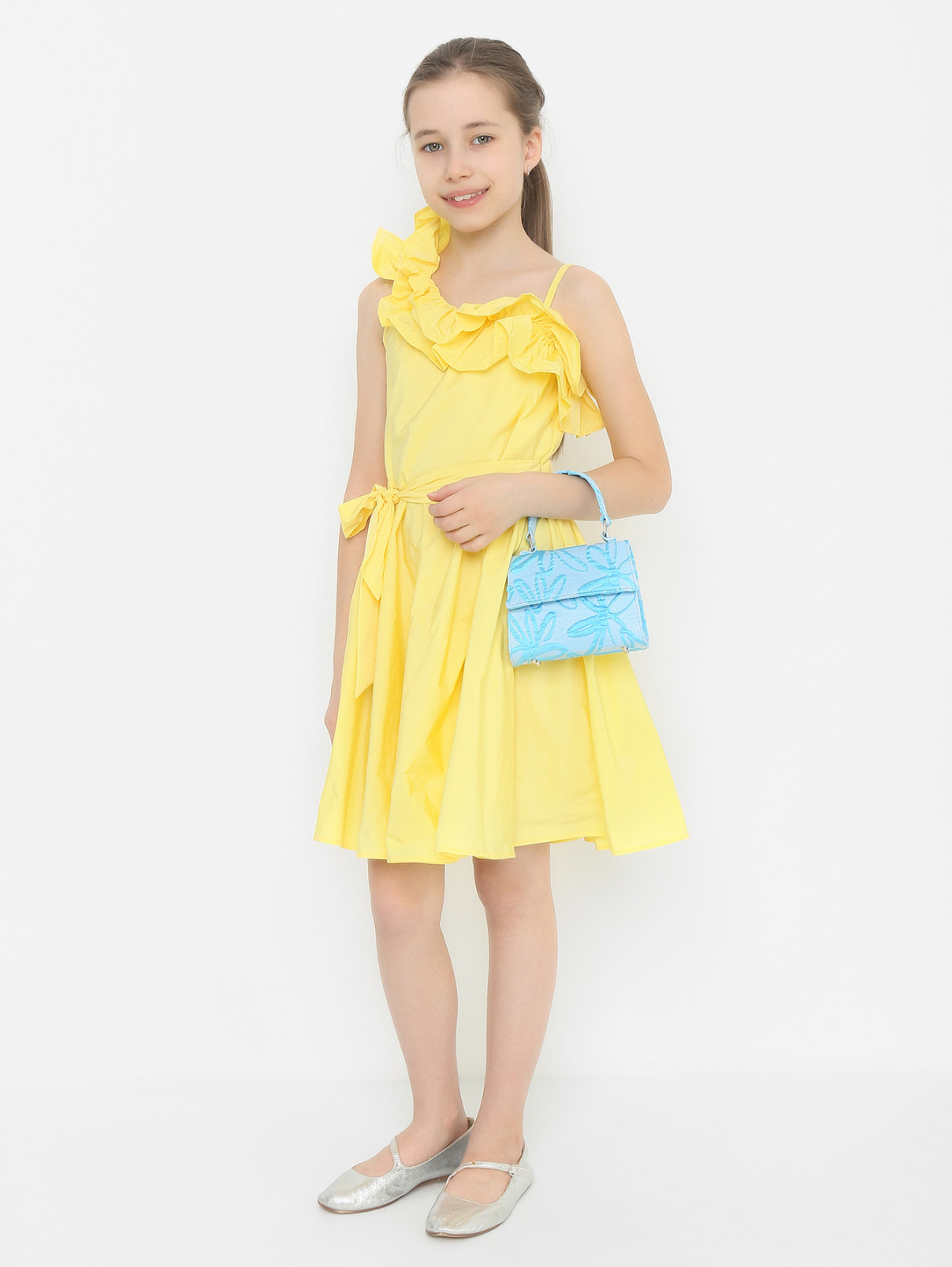 Однотонное платье с поясом MSGM  –  МодельОбщийВид  – Цвет:  Желтый