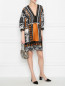 Платье из шелка с принтом и кружевной отделкой Alberta Ferretti  –  МодельОбщийВид