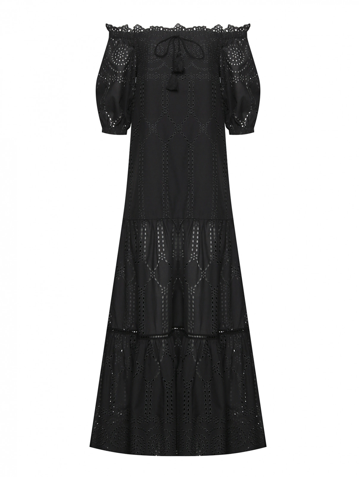 Платье-макси с вышивкой Ermanno Firenze  –  Общий вид  – Цвет:  Черный