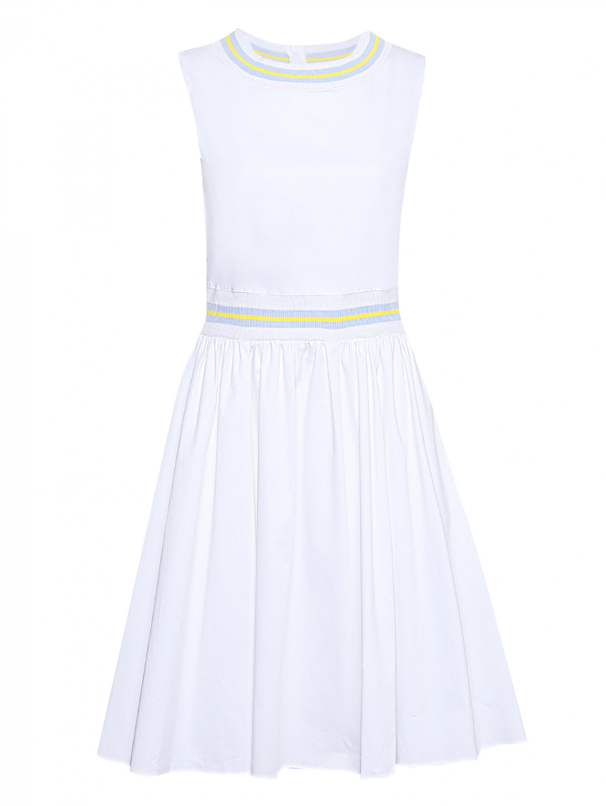 Платье из хлопка с контрастной отделкой Blugirl  –  Общий вид  – Цвет:  Белый