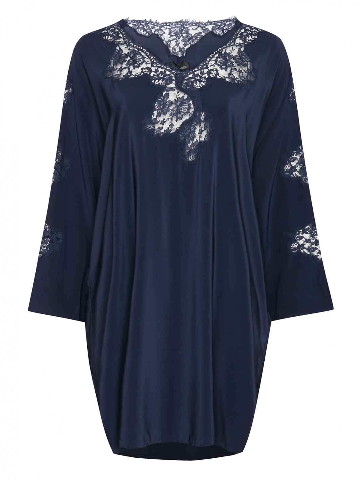 Платье из шелка с кружевом Ermanno Ermanno Scervino  –  Общий вид  – Цвет:  Синий
