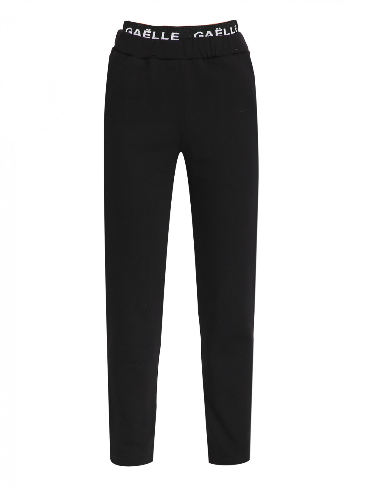 Трикотажные брюки с контрастной отделкой GAELLE PARIS  –  Общий вид  – Цвет:  Черный