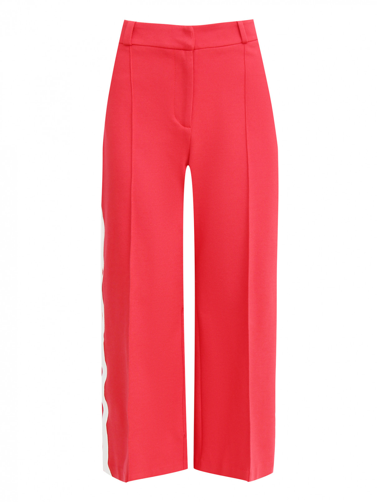 Укороченные брюки с контрастными лампасами IVI collection  –  Общий вид  – Цвет:  Красный