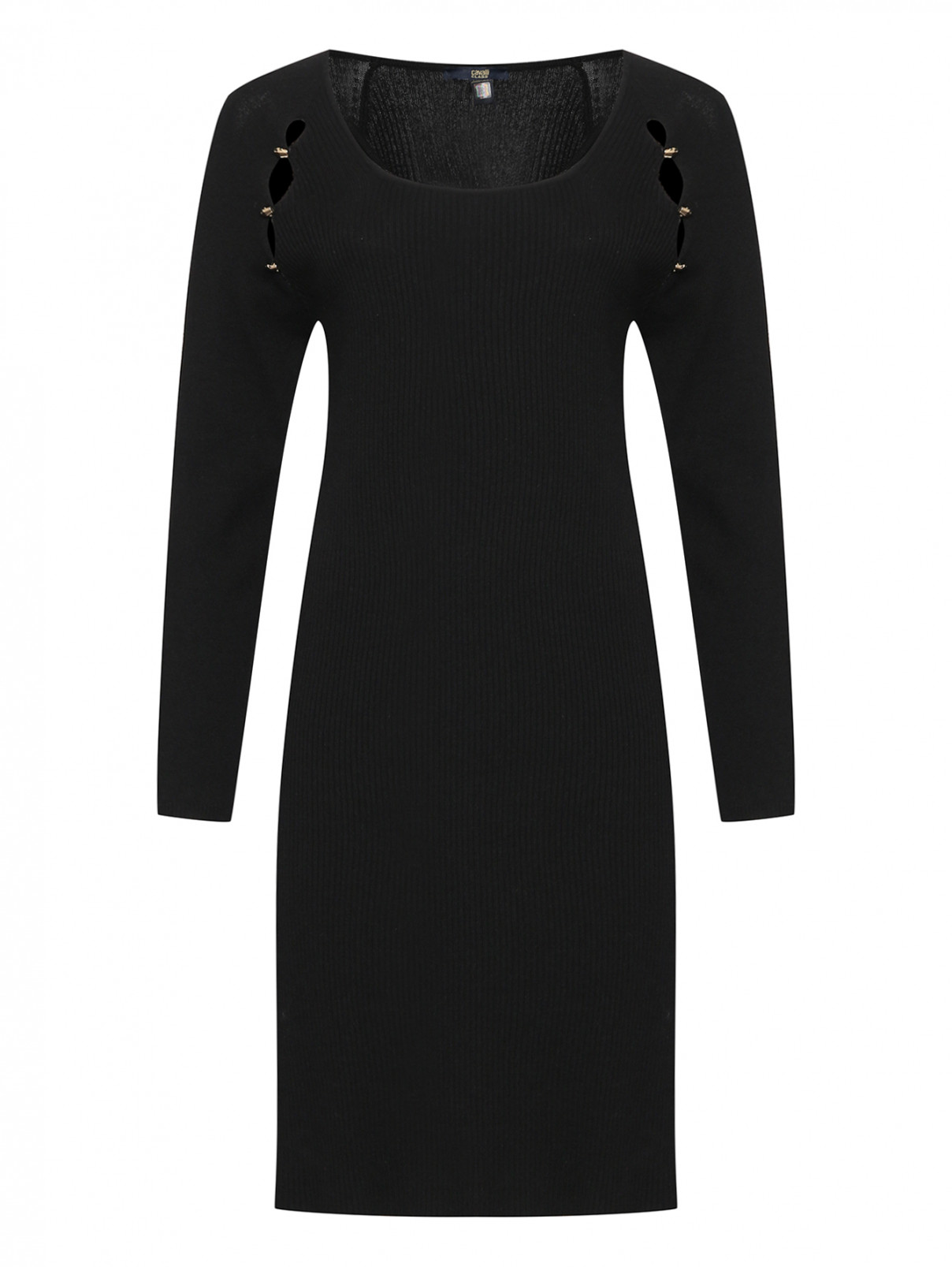 Платье из смесовой шерсти с декоративными элементами Cavalli class  –  Общий вид  – Цвет:  Черный