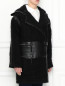 Пальто из шерсти и шелка с кожаными вставками Barbara Bui  –  МодельВерхНиз