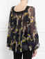 Блуза из шелка свободного кроя с цветочным узором Tara Jarmon  –  Модель Верх-Низ1