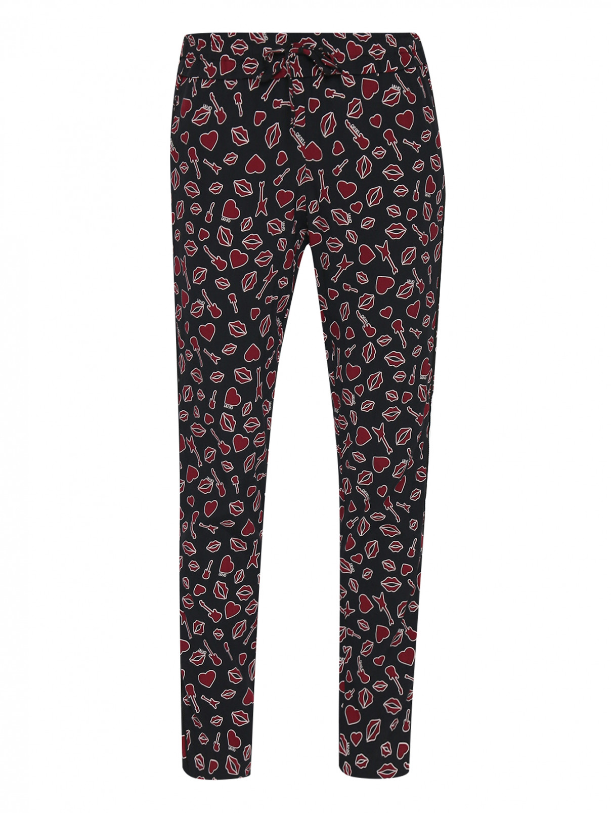 Укороченные брюки с узором Liu Jo  –  Общий вид  – Цвет:  Черный