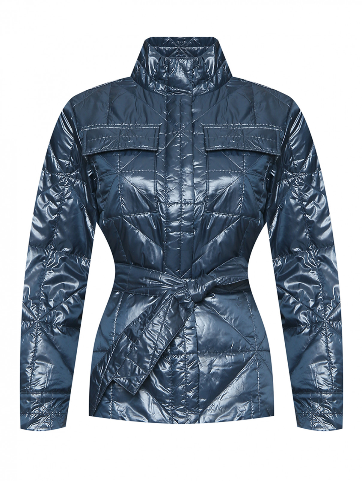 Стеганая куртка с поясом Max&Co  –  Общий вид  – Цвет:  Синий