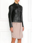 Кожаная куртка с тиснением на рукавах Jean Paul Gaultier  –  Модель Верх-Низ