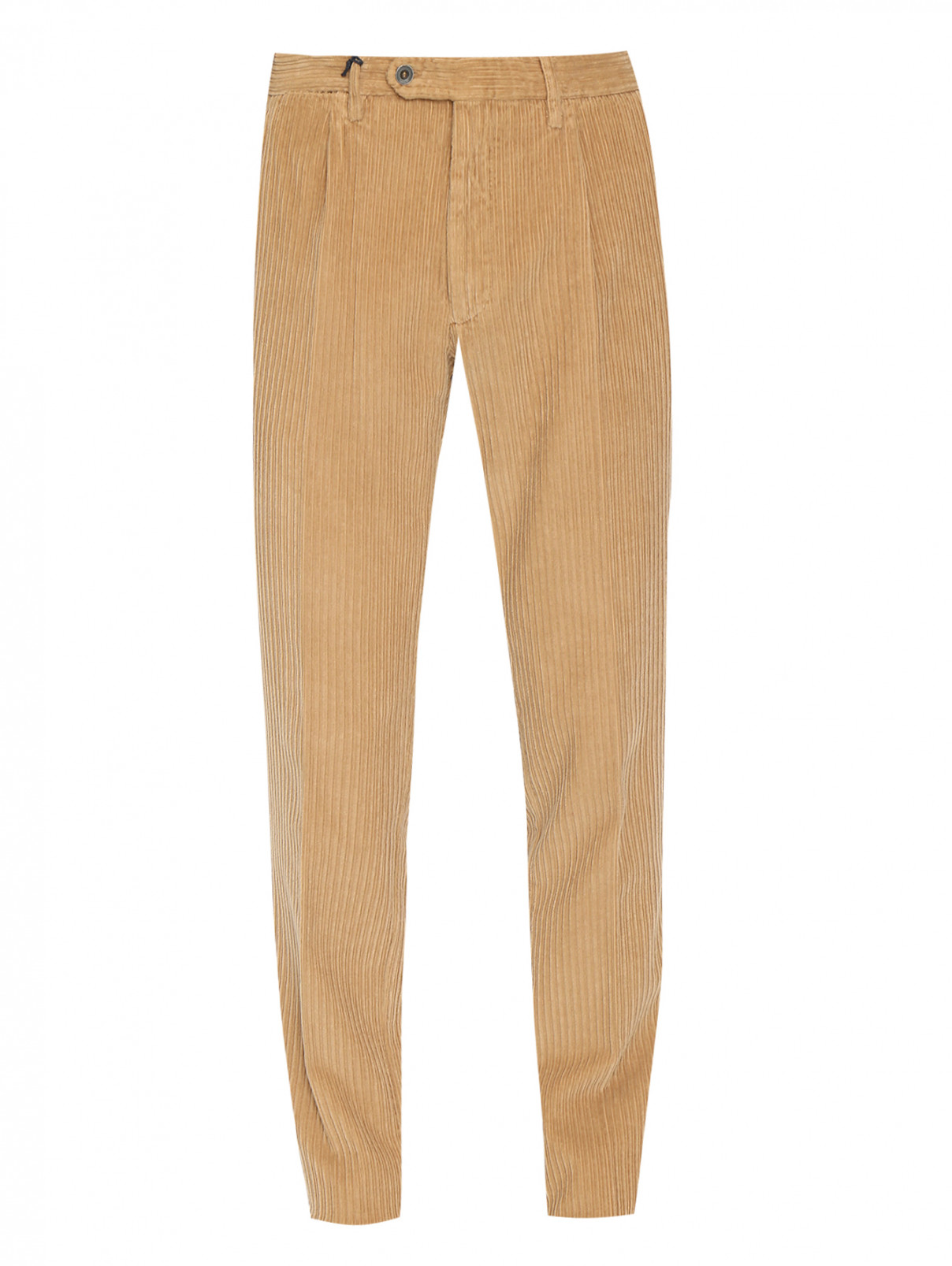 Вельветовые брюки с карманами LARDINI  –  Общий вид  – Цвет:  Бежевый