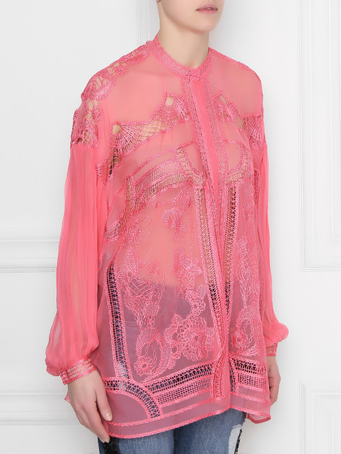 Блуза из шелка декорированная кружевом Alberta Ferretti - МодельВерхНиз