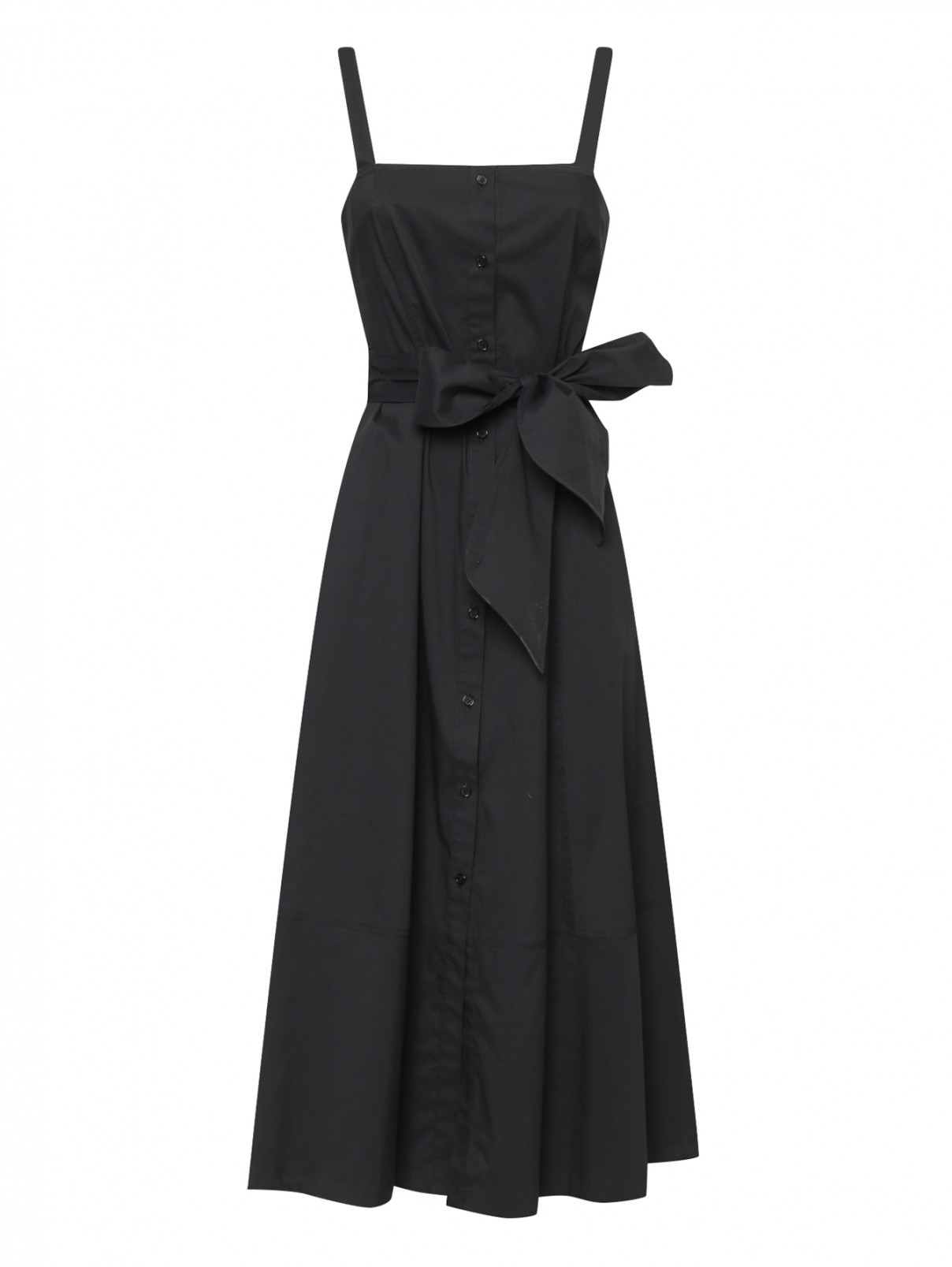 Платье из хлопка без рукавов Ли-Лу  –  Общий вид  – Цвет:  Черный