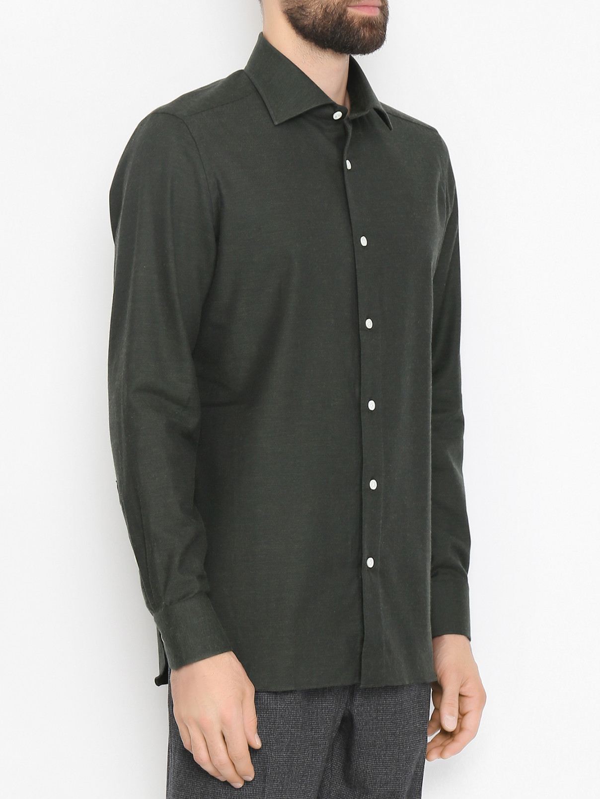 Рубашка из хлопка Giampaolo  –  МодельВерхНиз  – Цвет:  Зеленый