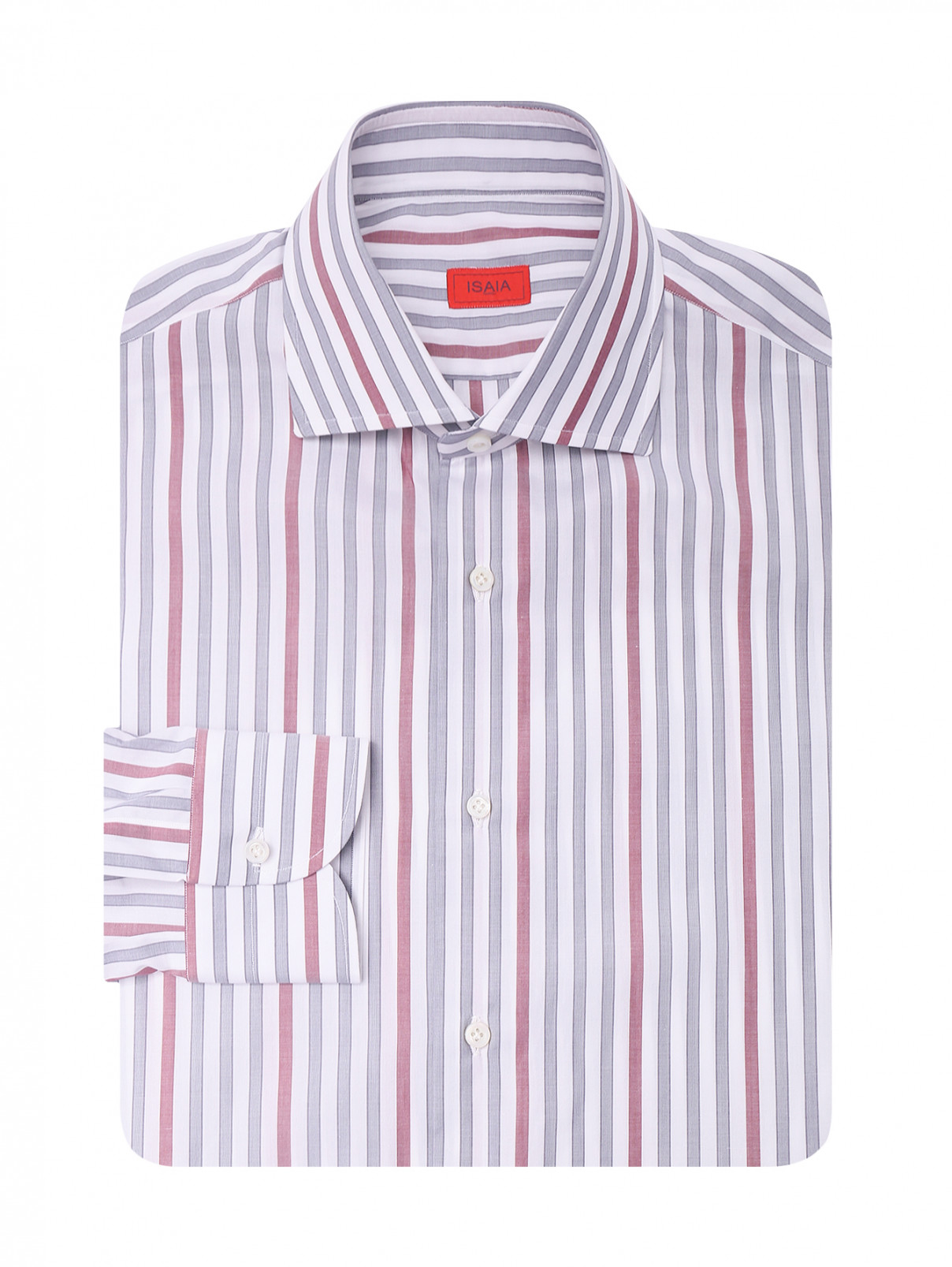Рубашка из хлопка с узором полоска Isaia  –  Общий вид  – Цвет:  Мультиколор
