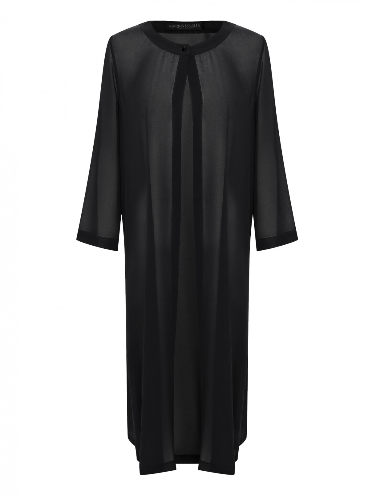 Удлиненный полупрозрачный кардиган Marina Rinaldi  –  Общий вид  – Цвет:  Черный