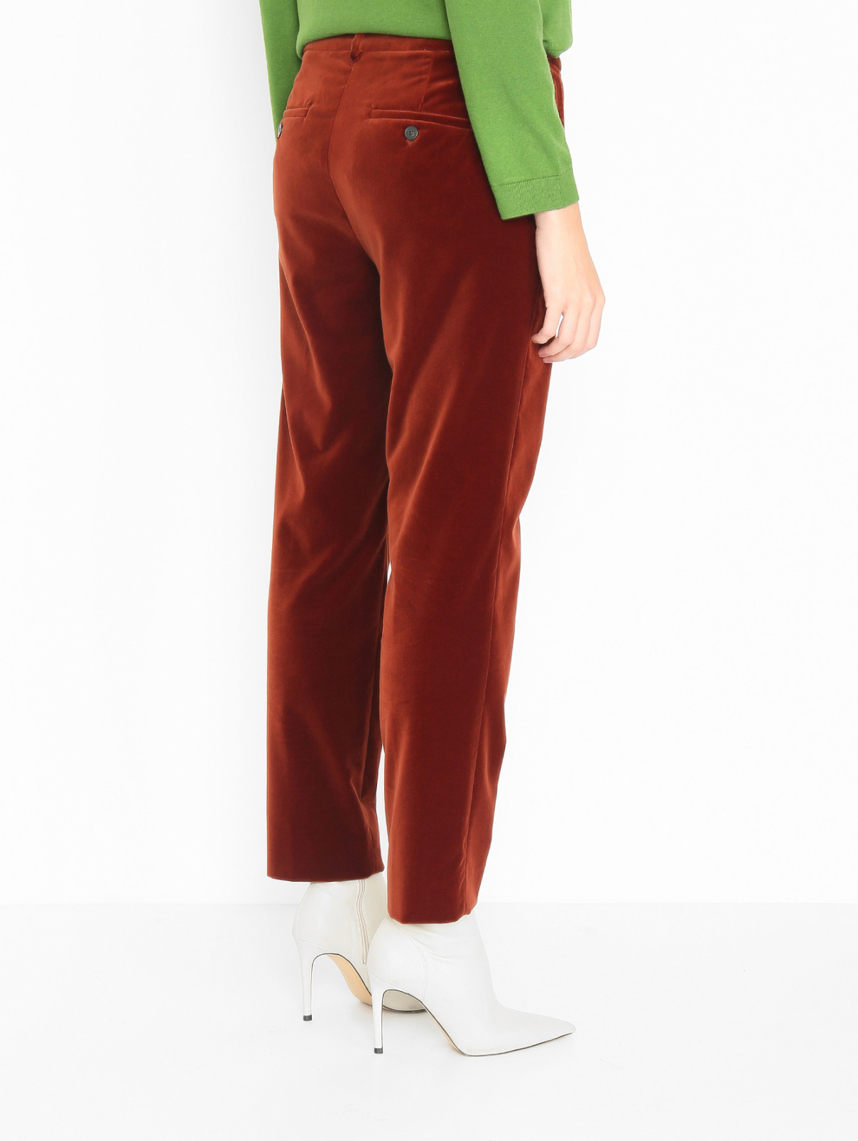 Брюки из бархата с карманами Weekend Max Mara  –  МодельВерхНиз1  – Цвет:  Оранжевый