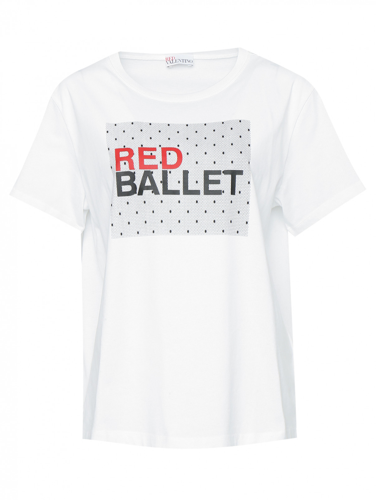 Футболка из хлопка с принтом Red Valentino  –  Общий вид  – Цвет:  Белый