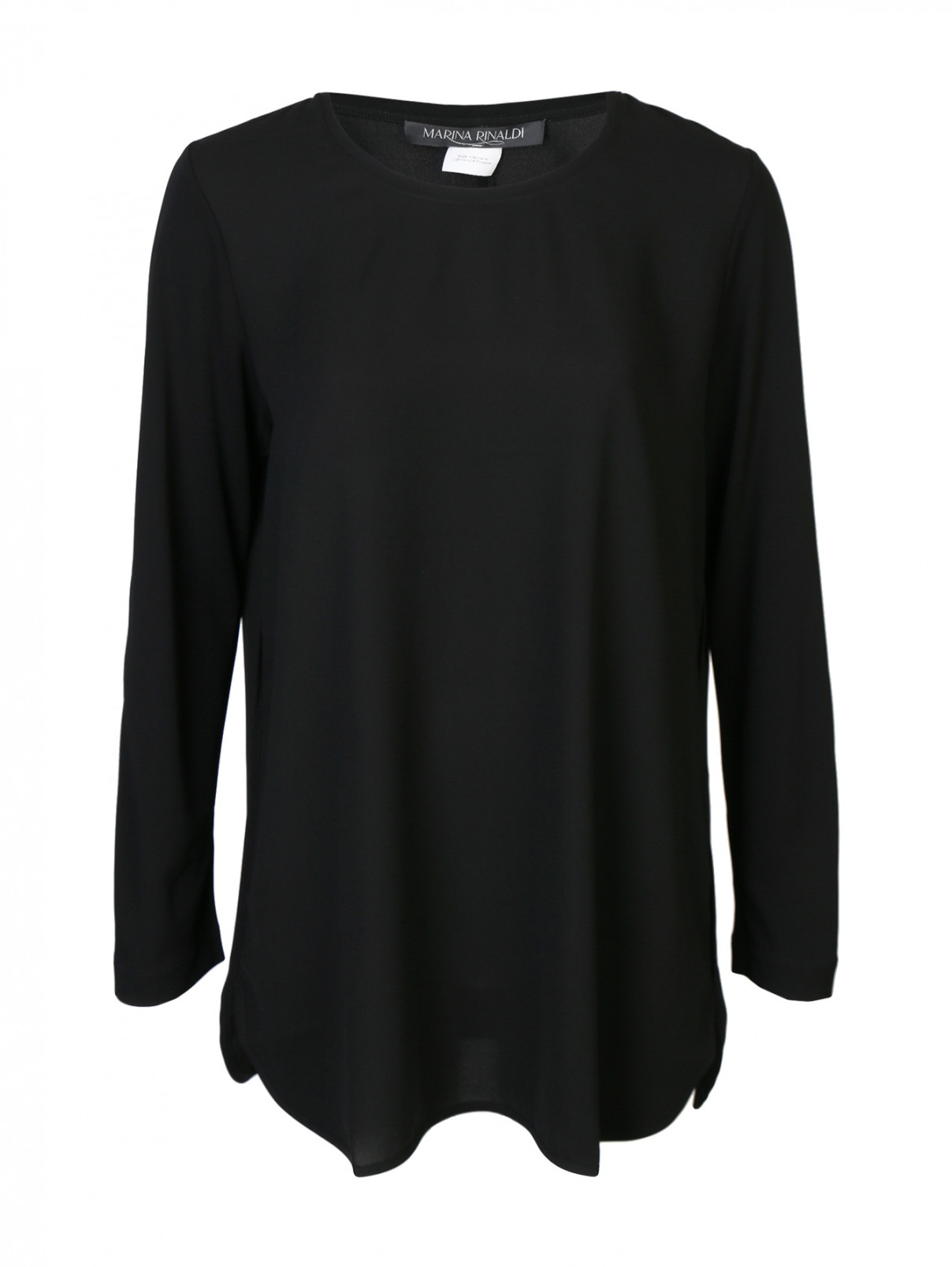 Блуза свободного кроя с круглым вырезом Marina Rinaldi  –  Общий вид  – Цвет:  Черный