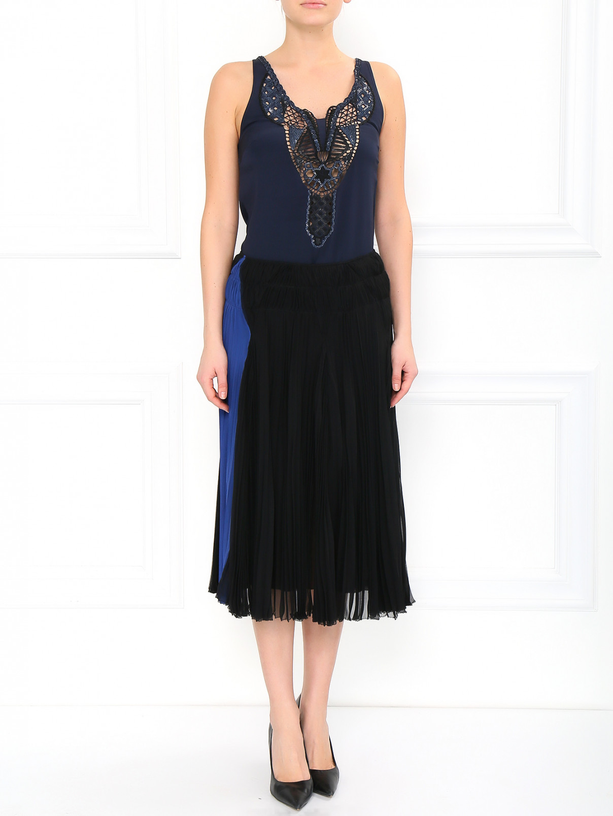 Плиссированная юбка Donna Karan  –  Модель Общий вид  – Цвет:  Черный