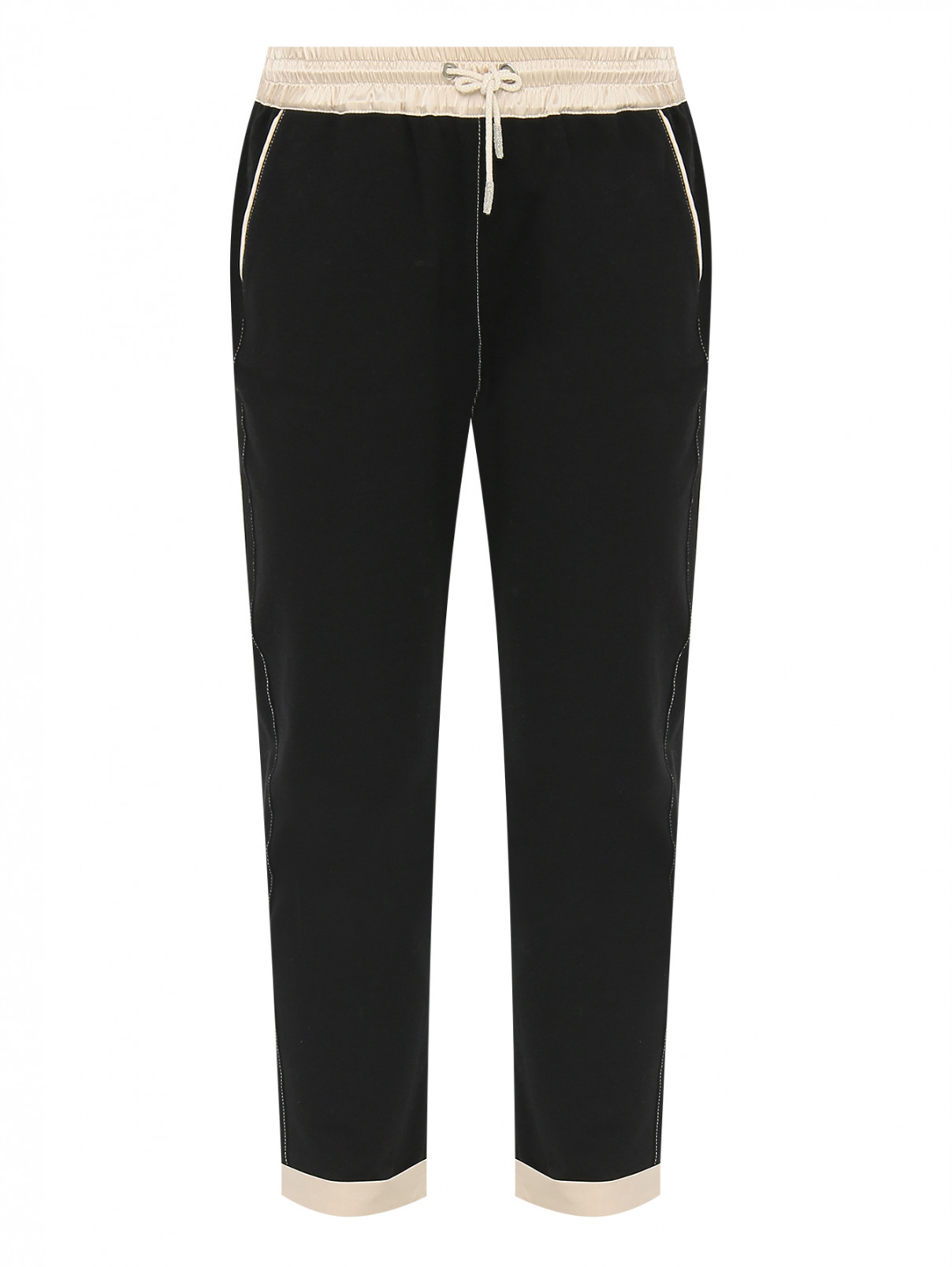 Трикотажные брюки на резинке Panicale Cashmere  –  Общий вид  – Цвет:  Черный