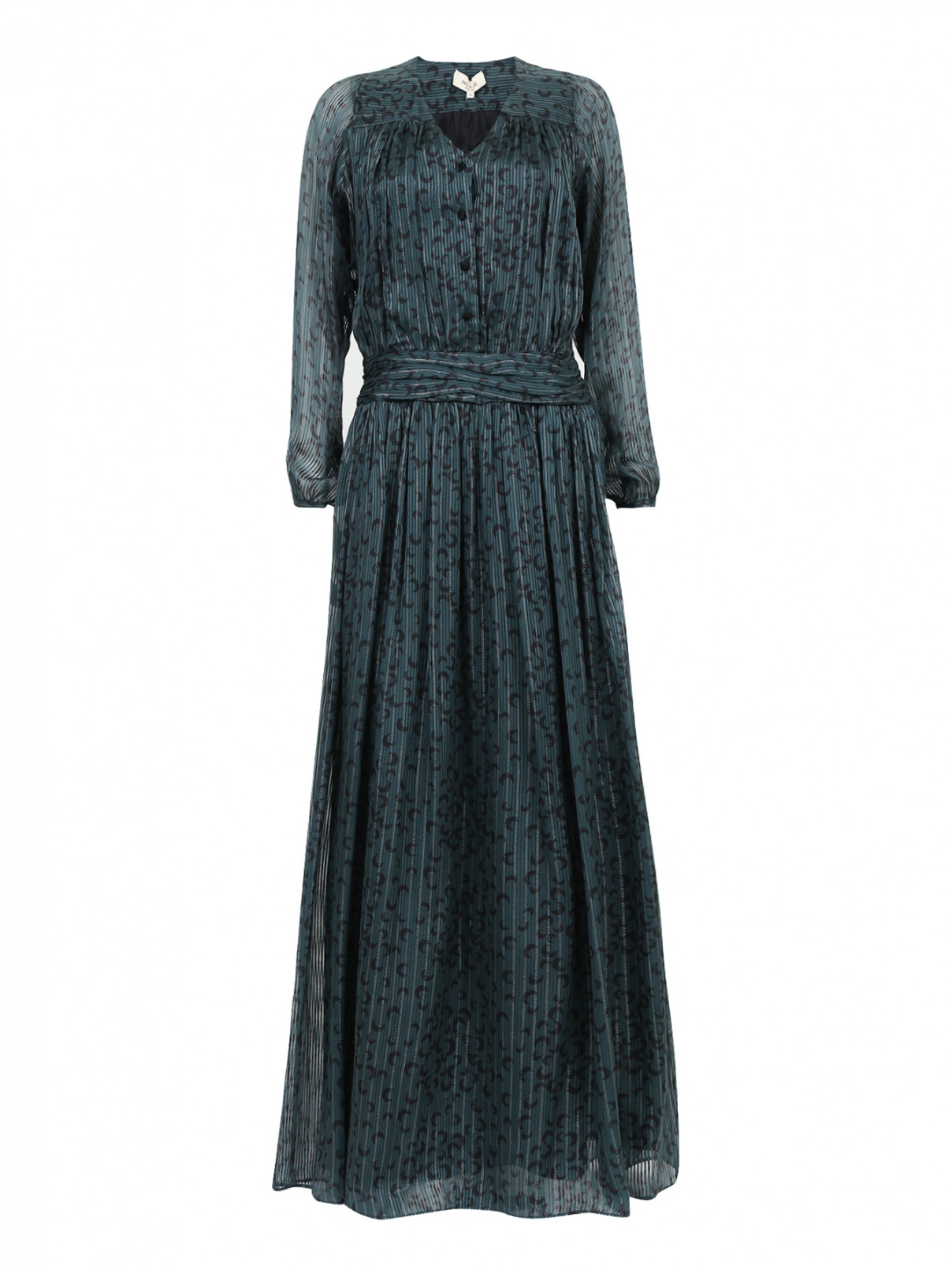 Платье-макси из шелка с узором Paul&Joe  –  Общий вид  – Цвет:  Черный