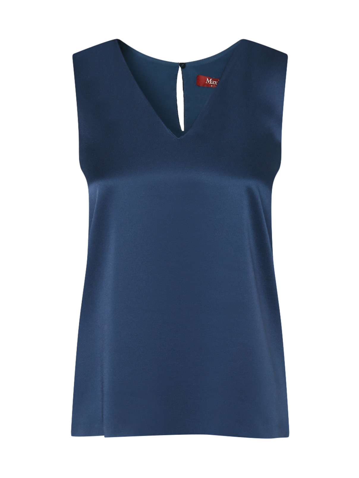 Блуза без рукавов  с v образным вырезом Max Mara  –  Общий вид  – Цвет:  Синий