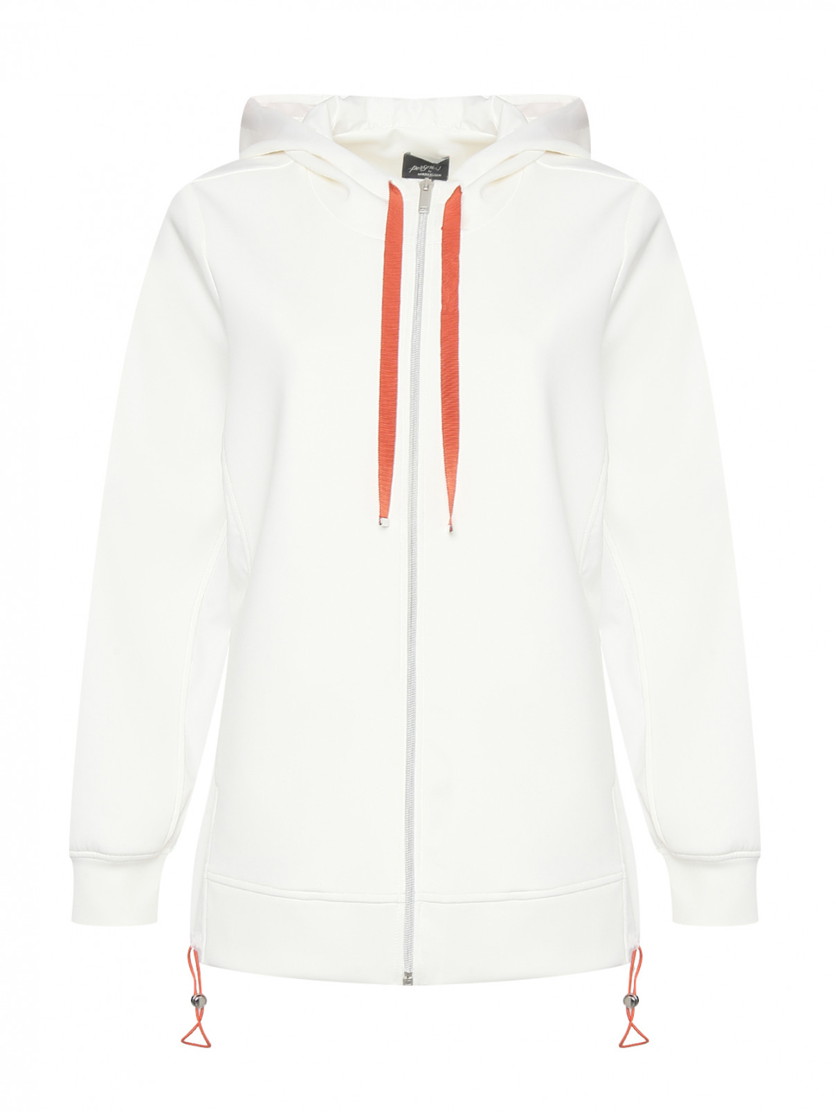 Однотонная куртка с капюшоном на молнии Persona by Marina Rinaldi  –  Общий вид  – Цвет:  Белый