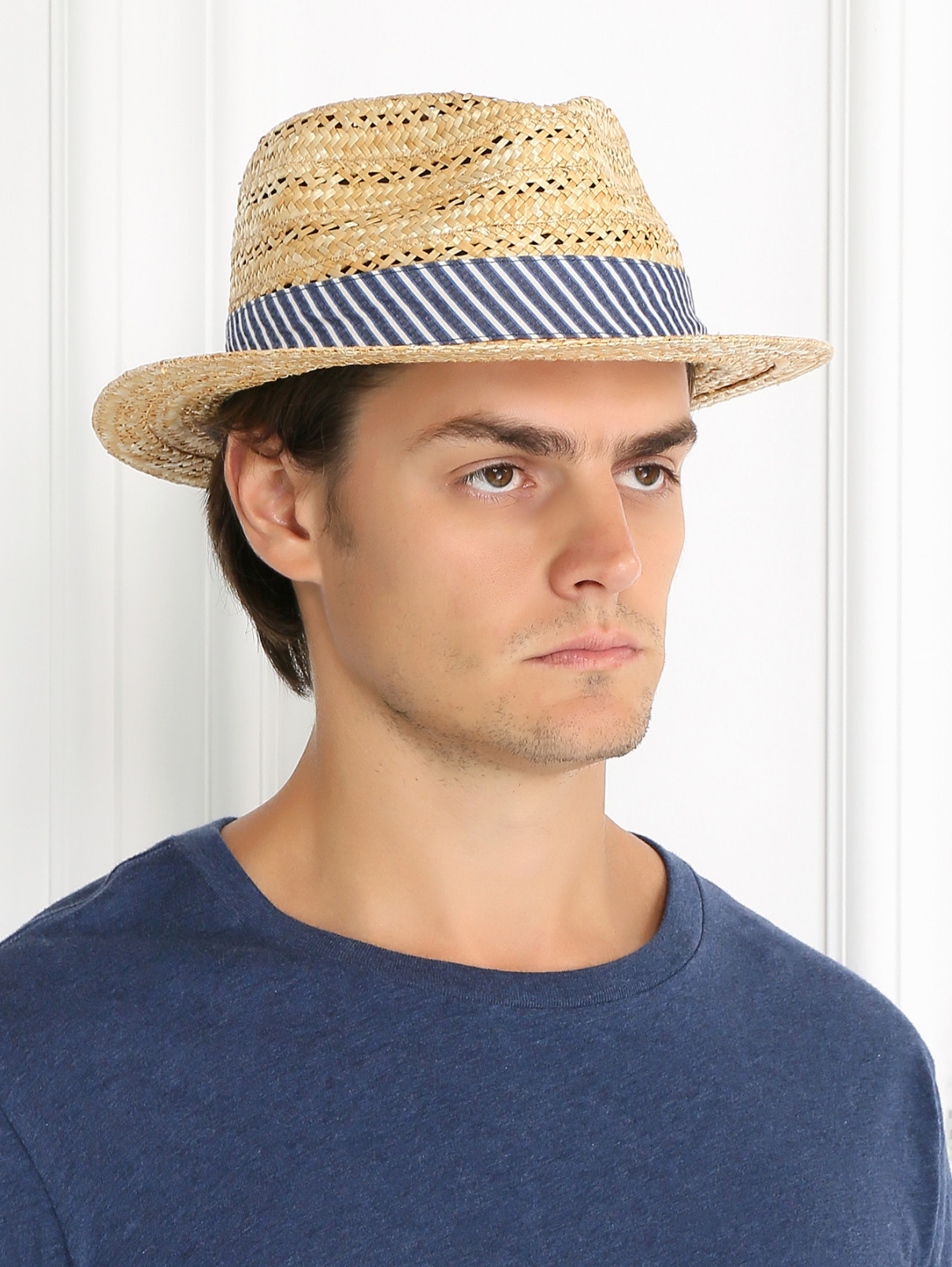 Шляпа соломенная с контрастной вставкой Stetson  –  Модель Общий вид  – Цвет:  Бежевый
