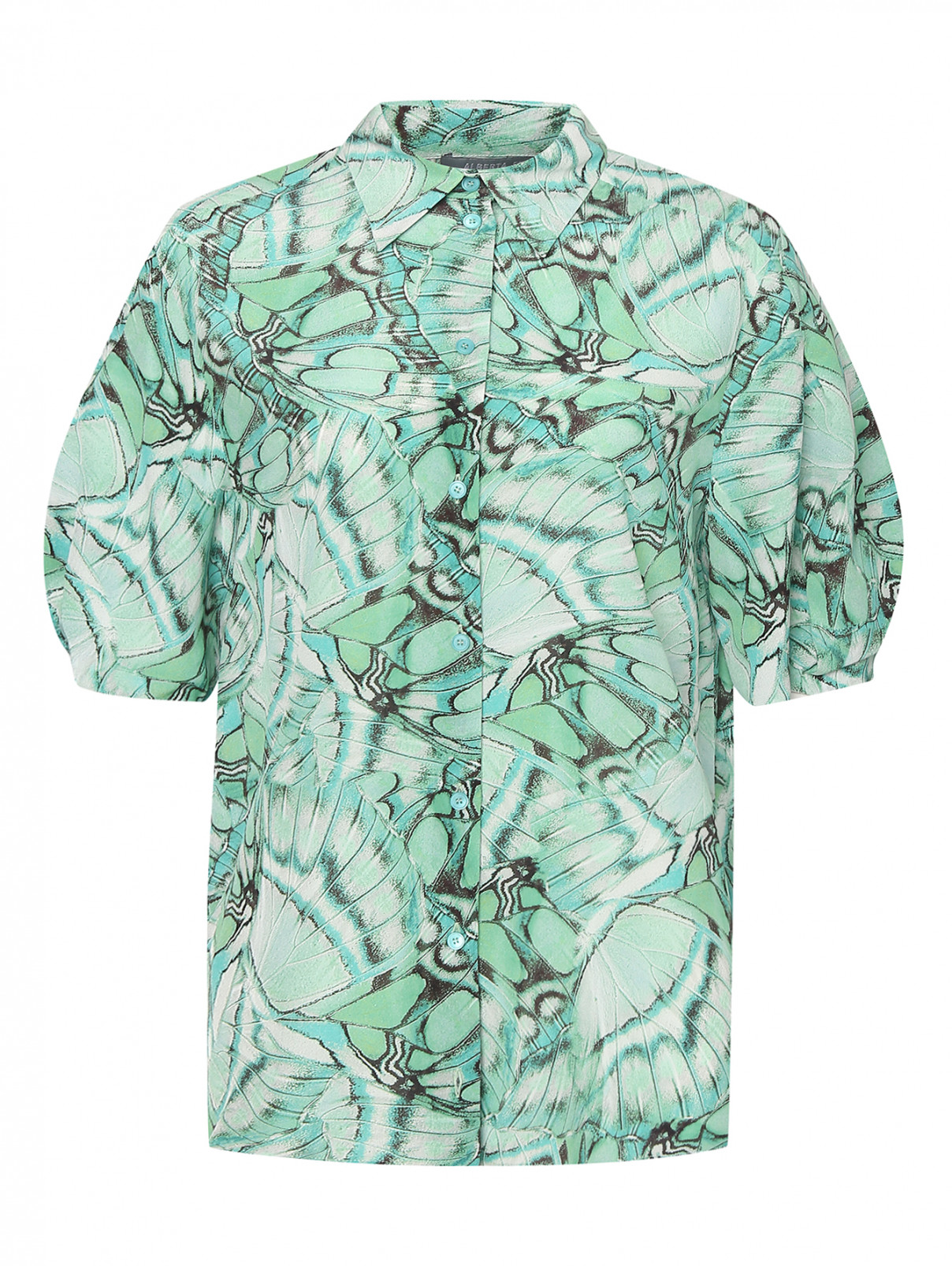 Блуза из шелка с узором Alberta Ferretti  –  Общий вид  – Цвет:  Зеленый
