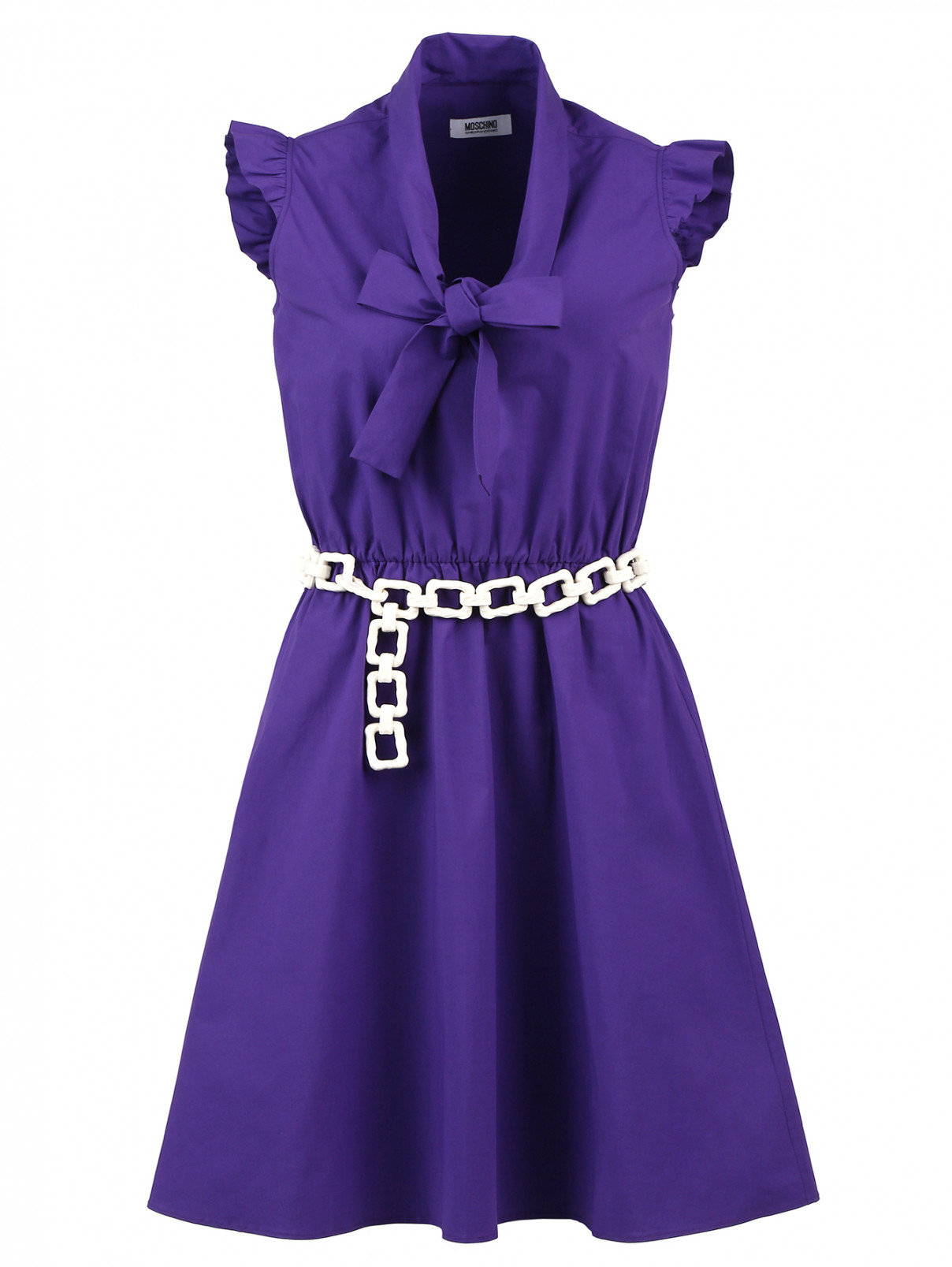 Платье с бантом и поясом Moschino Cheap&Chic  –  Общий вид  – Цвет:  Фиолетовый