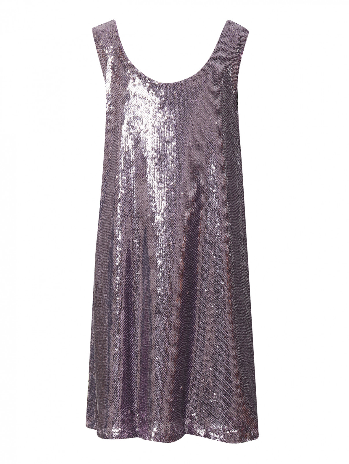 Платье с пайетками без рукавов MSGM  –  Общий вид  – Цвет:  Фиолетовый