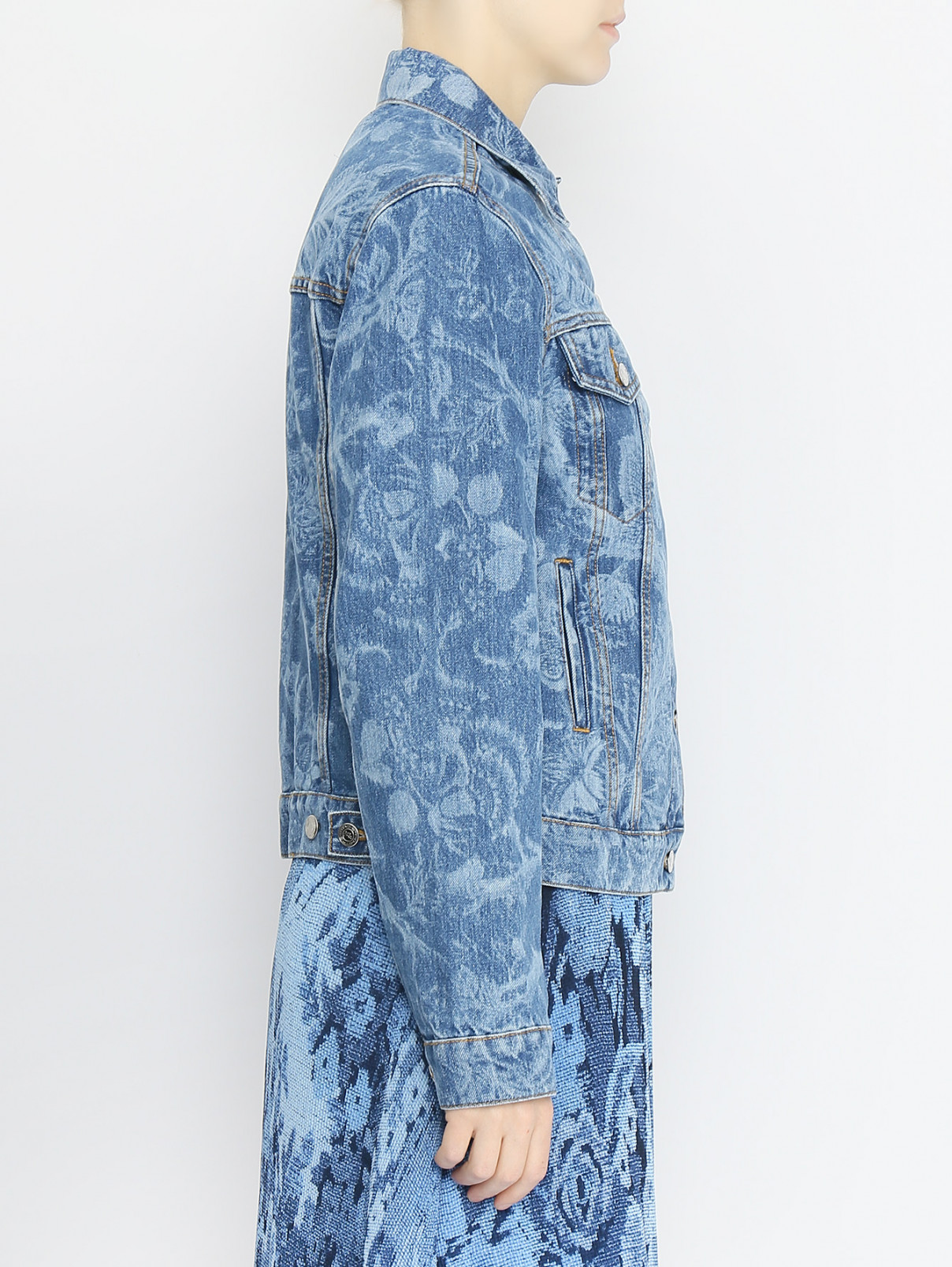 Куртка из денима с узором Etro  –  МодельВерхНиз2  – Цвет:  Синий