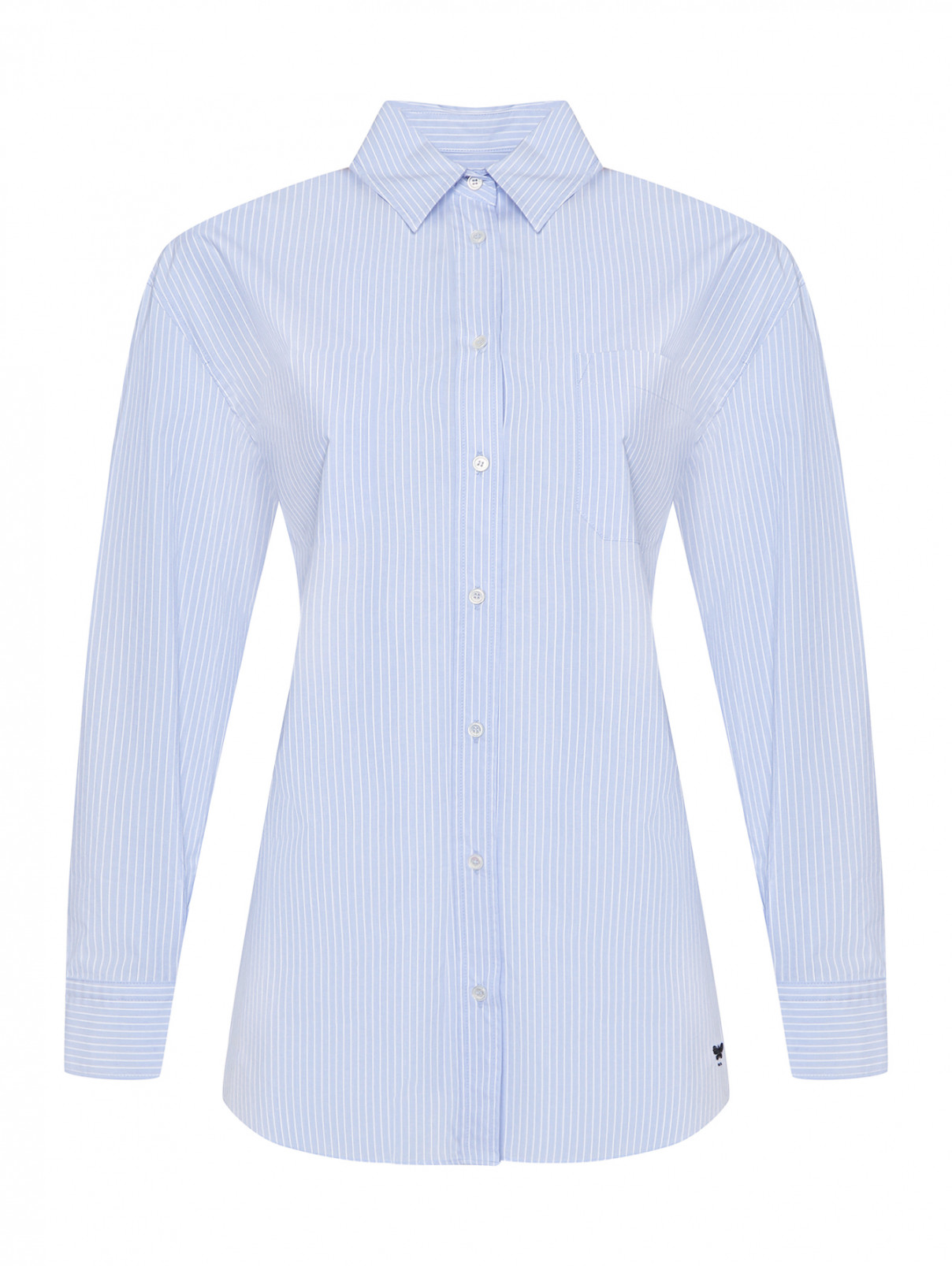Рубашка из хлопка с накладным карманом Weekend Max Mara  –  Общий вид  – Цвет:  Синий