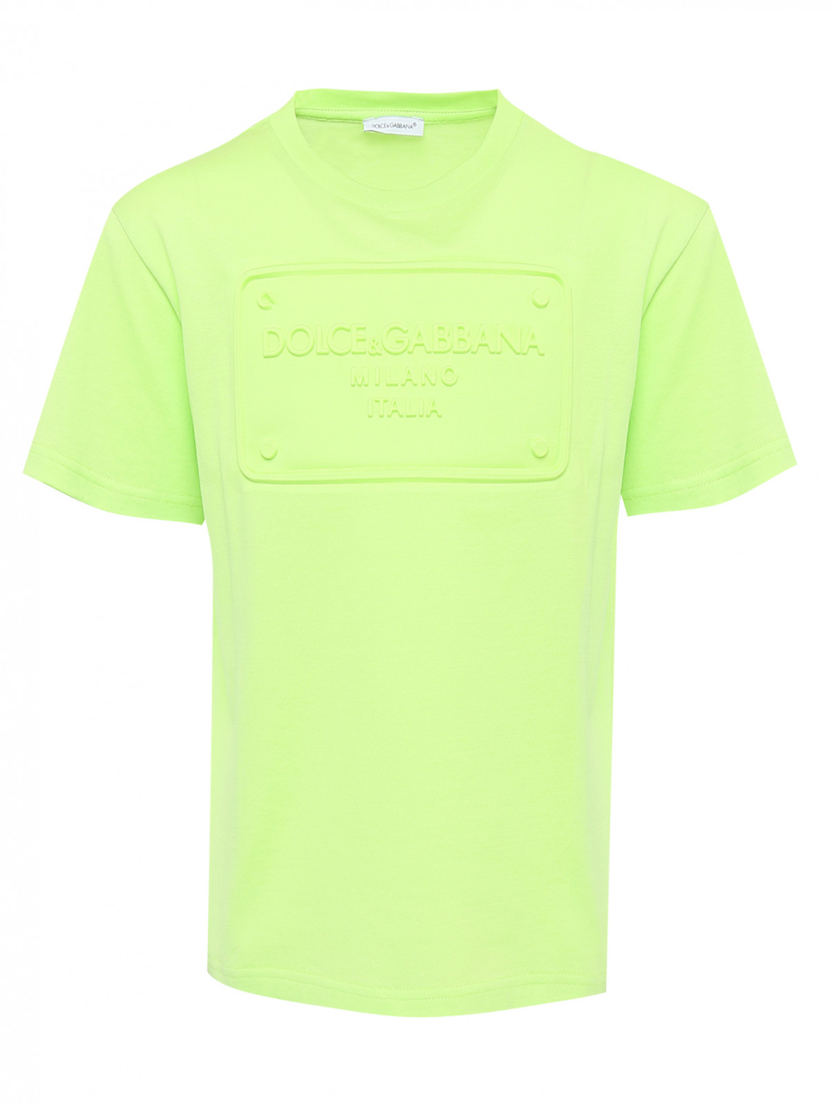 Футболка с объемным логотипом Dolce & Gabbana  –  Общий вид  – Цвет:  Зеленый