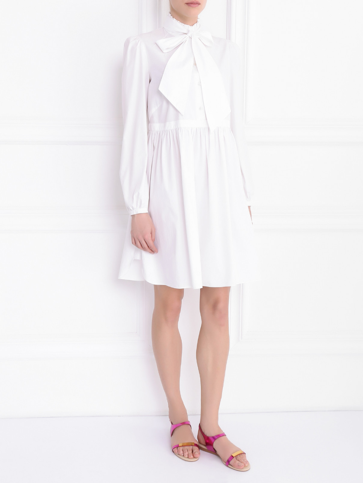 Платье из хлопка с длинным рукавом Antonio Marras  –  Модель Общий вид  – Цвет:  Белый