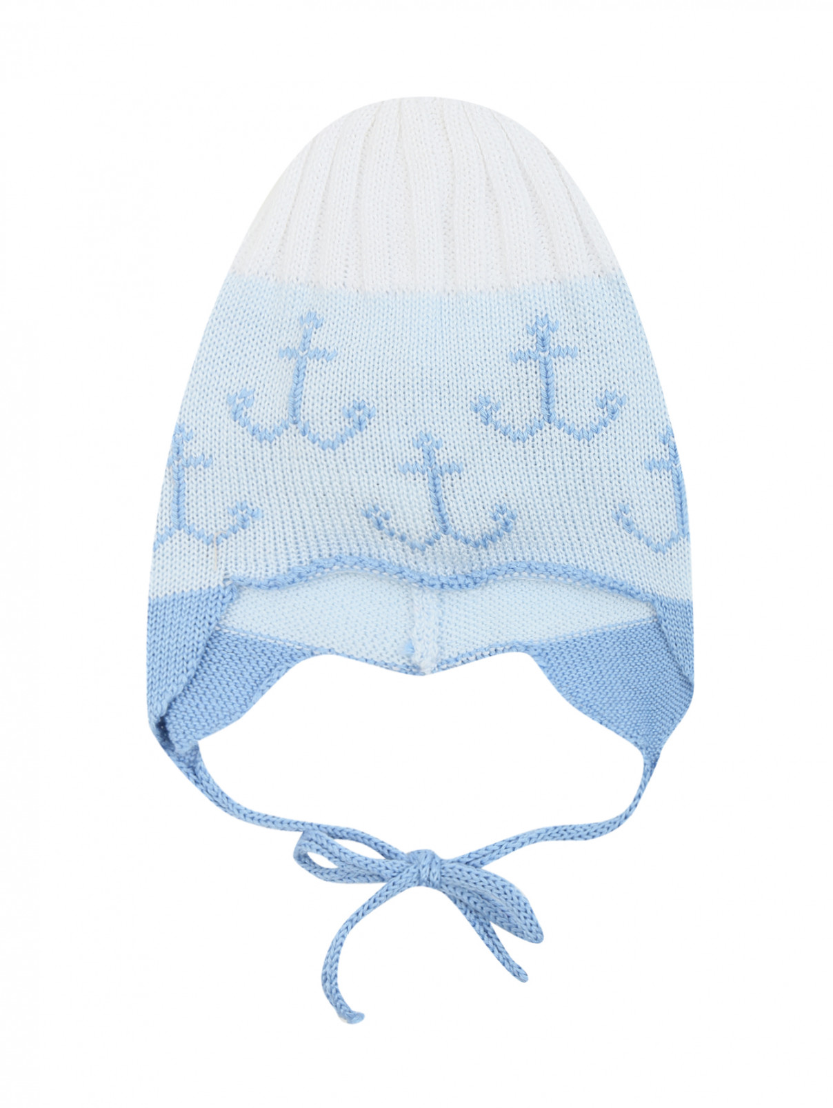 Трикотажная шапочка на завязках с декором IL Trenino  –  Общий вид  – Цвет:  Синий