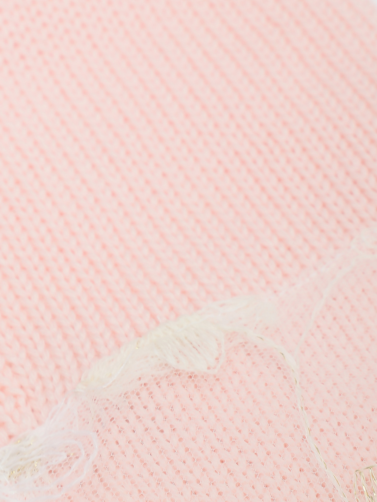 Шарф из шерсти декорированный кружевом IL Trenino  –  Деталь  – Цвет:  Розовый