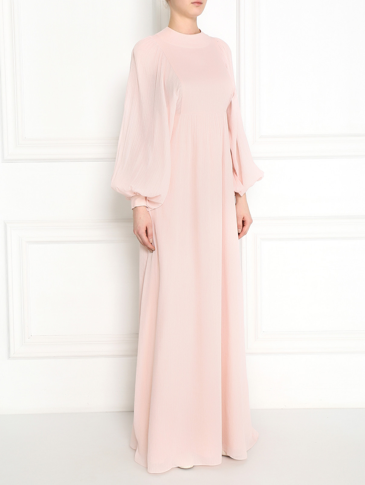 Платье-макси из шелка и хлопка Vika Gazinskaya  –  Модель Общий вид  – Цвет:  Розовый