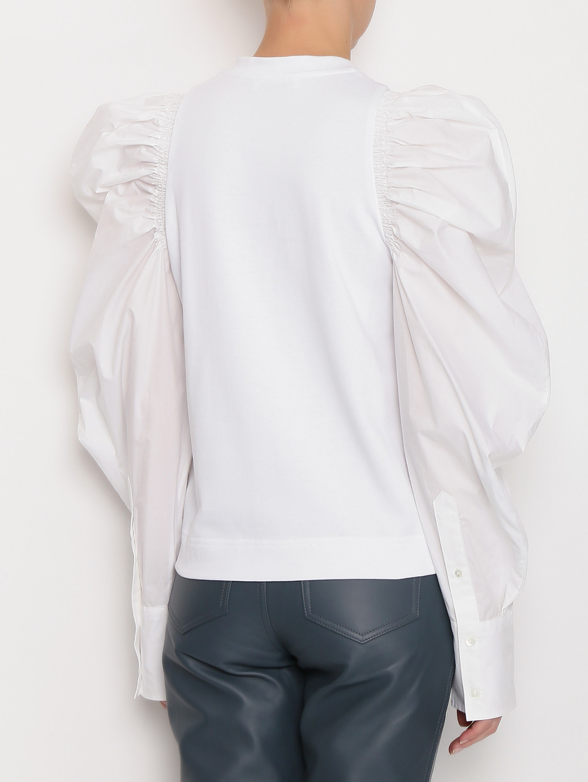 Блуза из хлопка с объемными рукавами J.W. Anderson  –  МодельВерхНиз1  – Цвет:  Белый